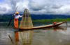 A feet rowing fisherman of lake inle